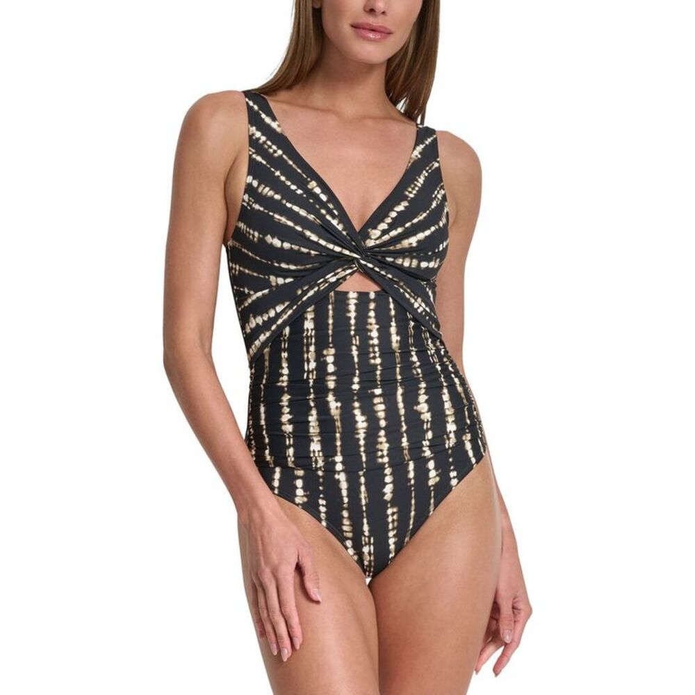 Dkny Womens  Keyhole Twist Swimsuit, Multicolor